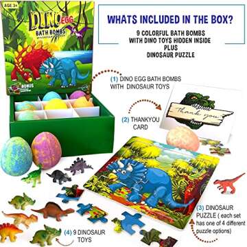 Fun Bath Bombs for Kids with Surprise Dinosaur Puzzle