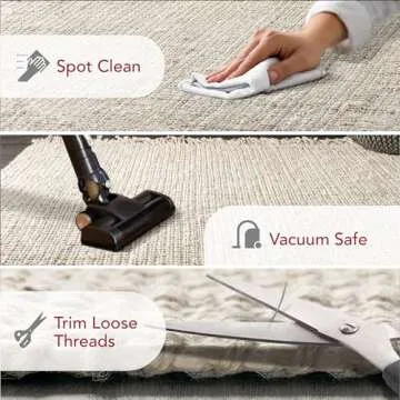 nuLOOM 8x10 Daniela Jute Tassel Hand Woven Area Rug, Off White, Solid Chunky Farmhouse Design, Natural Fiber, For Bedroom, Dining Room, Living Room, Hallway, Office, Entryway