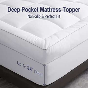 HYPREST King Pillow Top Mattress Topper - Extra Thick Comfort