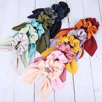 14 PCS Bow Hair Scrunchies Bunny Ears Silk Scrunchies Hair Ties Bobbles Elastic Hair Ties Ropes Pony...