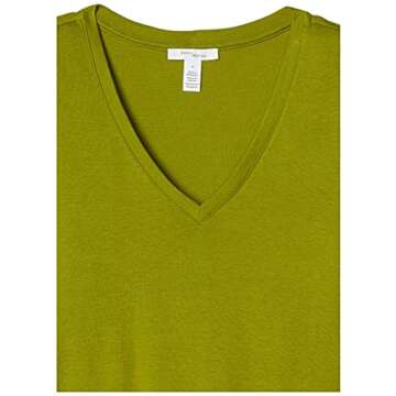 Amazon Brand - Daily Ritual Women's Midweight 100% Supima Cotton Rib Knit Short-Sleeve V-Neck T-Shirt, 2-Pack