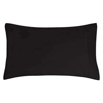 Amazon Basics Lightweight Super Soft Easy Care Microfiber Comfortable Fits Well 4-Piece Bed Sheet Set with 14-Inch Deep Pockets, Queen, Black, Solid