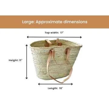 Handwoven Natural Fiber Basket with Leather Handles