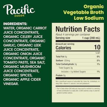 Pacific Foods Low Sodium Organic Vegetable Broth, 32 oz Carton (Case of 12)