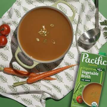 Pacific Foods Low Sodium Organic Vegetable Broth, 32 oz Carton (Case of 12)