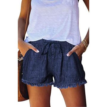 GOLDPKF Women's High Waist Ripped Denim Shorts for Summer