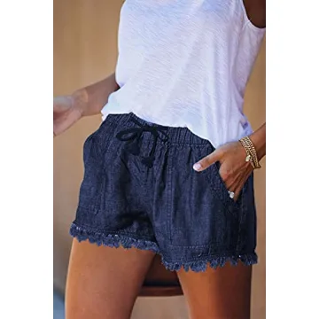 GOLDPKF Women's High Waist Ripped Denim Shorts for Summer