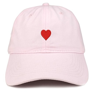 Trendy Apparel Shop Emoticon Heart Embroidered Cotton Adjustable Ball Cap Dad Hat - Light Pink
