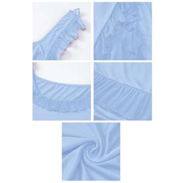 Tbahhir Womens Square Neck Sexy Dresses 2024 Summer Beach Ruffle Split Long Dress Sleeveless Party Dress Blue, Medium