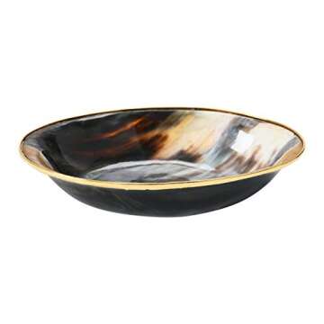 Creative Co-Op Horn Bowl with Brass Rim (Each One Will Vary) Tray, Natural