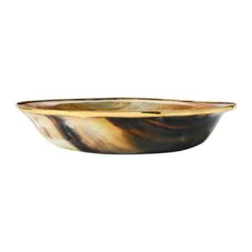 Creative Co-Op Horn Bowl with Brass Rim (Each One Will Vary) Tray, Natural
