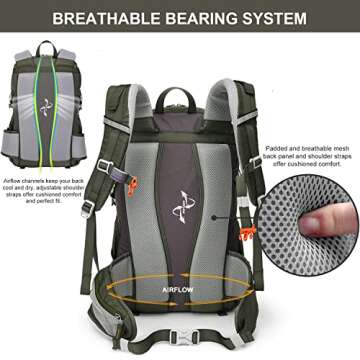 MOUNTAINTOP 35L Hiking Backpack for Women & Man Outdoor Backpack with Rain Cover for Camping, Cycling and Traveling