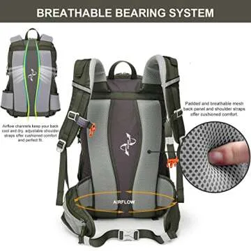 MOUNTAINTOP 35L Hiking Backpack for Women & Man Outdoor Backpack with Rain Cover for Camping, Cycling and Traveling