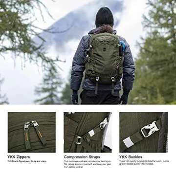 MOUNTAINTOP 35L Hiking Backpack for Women & Man Outdoor Backpack with Rain Cover for Camping, Cycling and Traveling