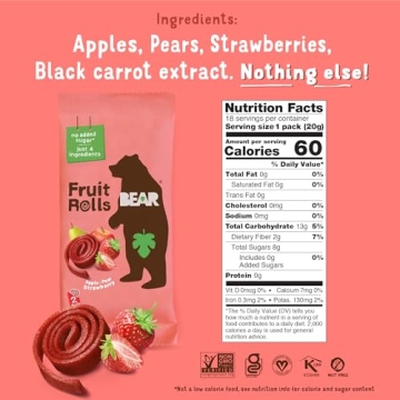 BEAR Real Fruit Snack Rolls - Healthy & Fun Snack for All Ages