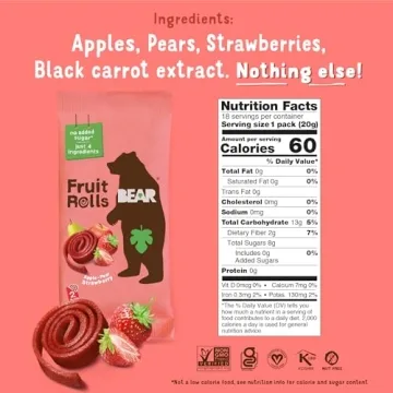 BEAR Real Fruit Snack Rolls - Healthy & Fun Snack for All Ages