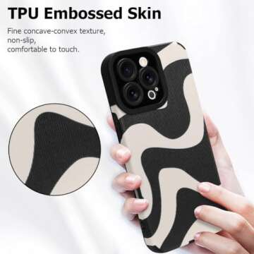 Wlxee Case for iPhone 16 Pro Max 6.9" 2024 Wave Pattern Case Soft TPU Bumper Silicone Glue Phone Case Cute Zebra Pattern Cover Designed for Female Girls - Black White