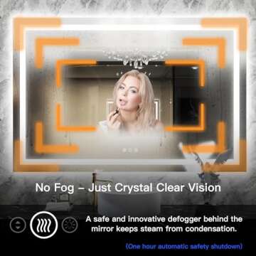 ISKM 24''x32'' Led Bathroom Mirror Front and Backlit Vanity Mirror Wall Mounted, Anti-Fog, Dimmable, Memory Function Mirror with Smart Touch Button Waterproof and Shatter-Proof Makeup Mirror