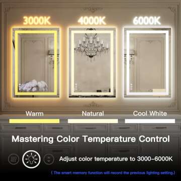 ISKM 24''x32'' Led Bathroom Mirror Front and Backlit Vanity Mirror Wall Mounted, Anti-Fog, Dimmable, Memory Function Mirror with Smart Touch Button Waterproof and Shatter-Proof Makeup Mirror