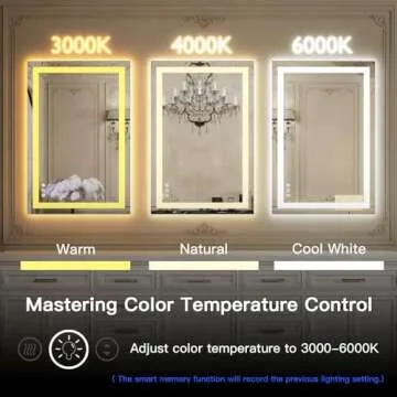 LED Bathroom Mirror with Anti-Fog Dimmable Lighting