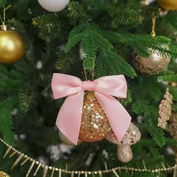 AIMUDI Pink Satin Bows for Crafts 4.5" Pre-Tied Pink Bows for Baby Shower Premade Bows with Twist Ties Pink Gift Bows for Christmas Tree Wedding Decor Party Favors Gender Reveal Treat Bags - 36 PCs