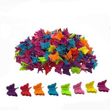 100 Assorted Color Butterfly Hair Clips for All Ages