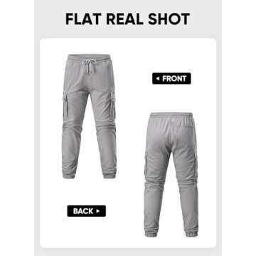 JMIERR Mens Casual Cargo Pants Cotton Tapered Stretch Twill Drawstring Athletic Joggers Sweatpants Trousers with Multiple Pockets, S, Grey