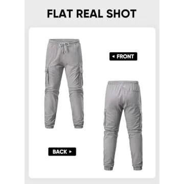 JMIERR Mens Casual Cargo Pants Cotton Tapered Stretch Twill Drawstring Athletic Joggers Sweatpants Trousers with Multiple Pockets, S, Grey