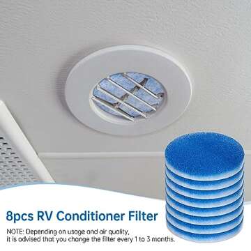 Euqada RV AC Filters (8 Pack) 5.25” Diameter Round Air Duct Filter Replacement MERV 6 for Airflow System of Motorhome, Blue