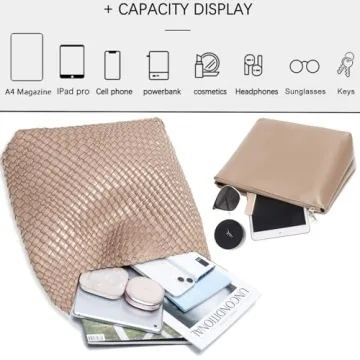 Vegan Leather Hand-Woven Tote Bag for Everyday Style