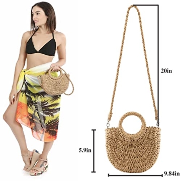 Ayliss Women Mini Straw Handbag Summer Beach Rattan Tote