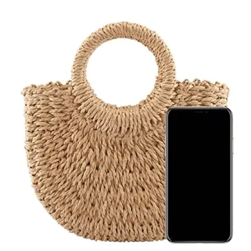 Ayliss Women Mini Straw Handbag Summer Beach Rattan Tote