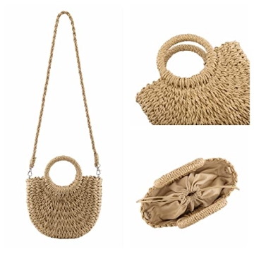 Ayliss Women Mini Straw Handbag Summer Beach Rattan Tote