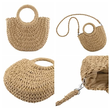 Ayliss Women Mini Straw Handbag Summer Beach Rattan Tote