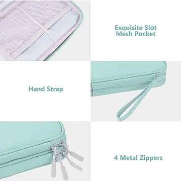 DDgro Tech Organizer Travel Carrying Case Cables Pouch Organize and Storage Accessories Electronics Cords Charger Earphones Power Bank (Mint Green, PU-M)