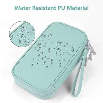 DDgro Tech Organizer Travel Carrying Case Cables Pouch Organize and Storage Accessories Electronics Cords Charger Earphones Power Bank (Mint Green, PU-M)