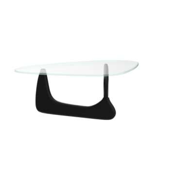 Small Oval Glass Coffee Table Modern Triangle Coffee Table Mid Century Vintage Coffee Table for Living Room Black Center Minimalist Display Coffe Table,Solid Wood Base and Triangle Clear Glass Top