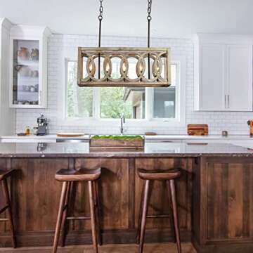 30" Rustic Linear Farmhouse Island Chandelier Light Fixture