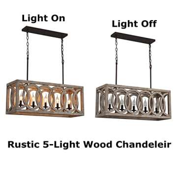 30" Rustic Linear Farmhouse Island Chandelier Light Fixture