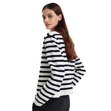 GOELIA Striped Cardigan Open Front Button Up Sweaters for Women Crewneck Button Up Knit Wool Cardigans Crop Cardigan for Women Striped Sweater st Patricks Day