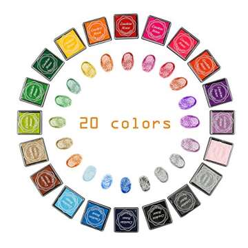 Lsushine Craft Ink Pad Stamps Partner DIY Color,20 Colors Rainbow Finger Ink pad for Kids (Pack of 2...