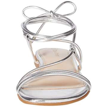 The Drop Women's Samantha Flat Strappy Lace-Up Sandal, Silver, 9