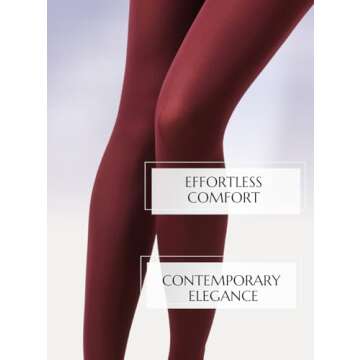 Charm and Attitude Burgundy Tights for Women | Wine Color Bordeaux Sheer Pantyhose | Maroon Stockings Nylons 40D - Burgundy, M