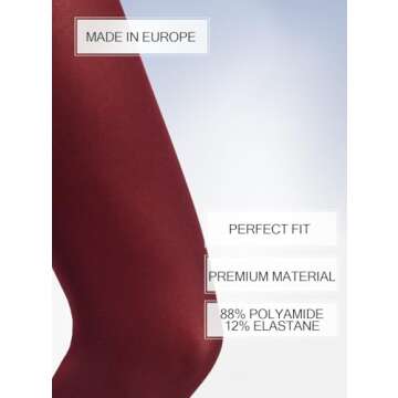 Charm and Attitude Burgundy Tights for Women | Wine Color Bordeaux Sheer Pantyhose | Maroon Stockings Nylons 40D - Burgundy, M