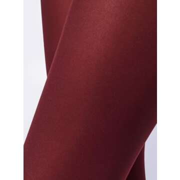 Charm and Attitude Burgundy Tights for Women | Wine Color Bordeaux Sheer Pantyhose | Maroon Stockings Nylons 40D - Burgundy, M