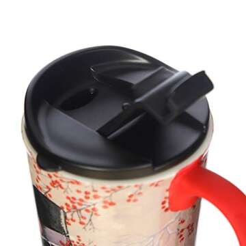 Topadorn Christmas Ceramic Travel Mug Porcelain Coffee Cup with Spill-proof Lid and Gift Box for Holiday,Snowman&Cardinal