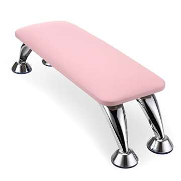 Noverlife Pink Nail Arm Rest, Microfiber Leather Manicure Hand Rest Cushion, Professional Non-Slip Foot Hand Arm Wrist Pillow Stand Hand Holder for Toe & Fingernails Nail Tech Use - Pink