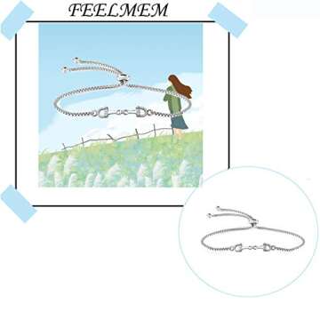 FEELMEM Horse Snaffle Bit Crystal Easy Hook Clasp Charm Bangle Bracelet Equestrian Jewelry Good Luck Gift (Snaffle slider silver)