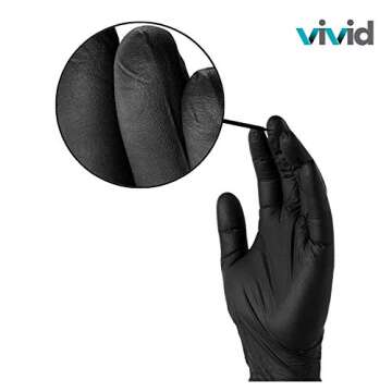 Black Gloves - Latex Free, Powder Free, Textured, Disposable, Non-Sterile - Fingertip Textured - Box...