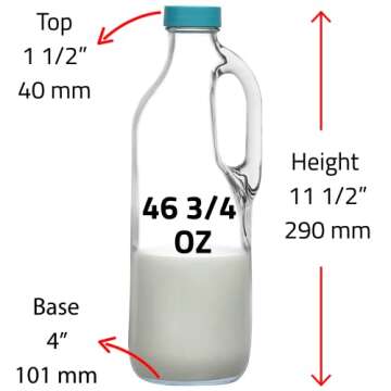 2 Pc 47oz Clear Glass Pitchers with Handles and Lids - Airtight Refrigerator Water Juice Jugs for Kitchen